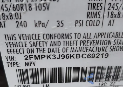 2019 Ford Edge Sel z USA, uszkodzony, nr VIN 2FMPK3J96KBC69219